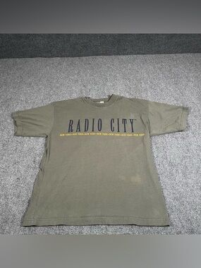 Vintage Radio City Shirt Men’s Large Green Black 90s Y2K New York City